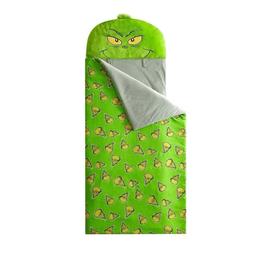The Grinch Glow in Dark Kids Sleeping Bag Green Dr. Seuss Bedding